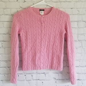 J.Crew Pink Cable Knit Button Down Sweater, Jr. S